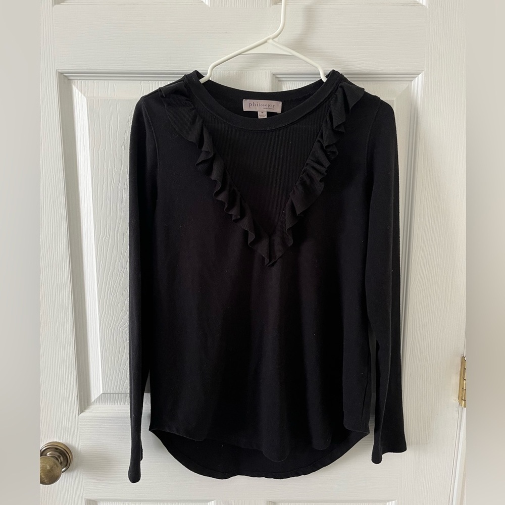 Philosophy Elegant Black Long Sleeve Top